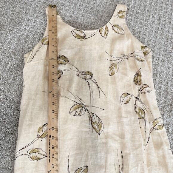 Rafaella Dress Womens 10 White Tan Floral Linen Casual Zip Back Maxi Sundress - Picture 14 of 16